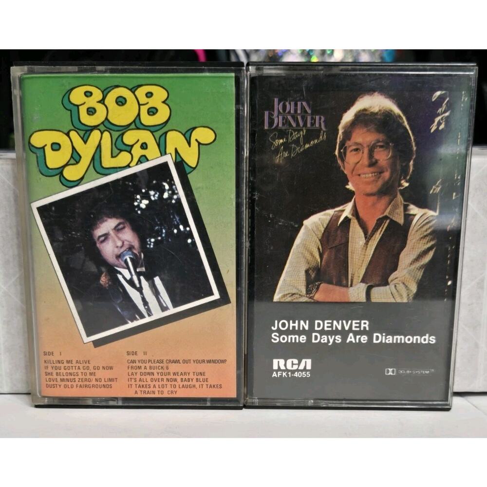 Lot of 2 Bob Dylan & John Denver Cassettes - Double Tape